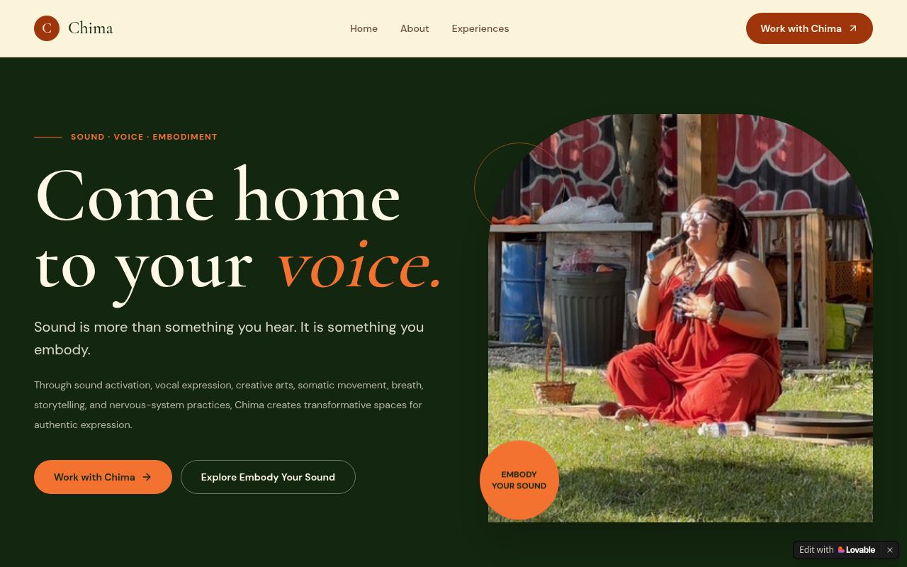 Embody Your Sound website preview